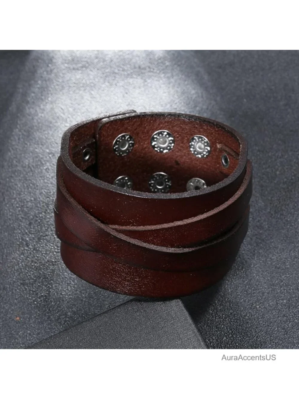 Punk Leather Cuff Bracelet Adjustable Unisex Goth Rock Wristband